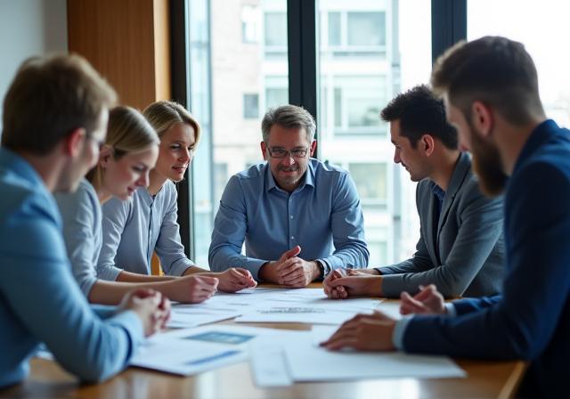 Das erfahrene Team von AlpineWing Logistics in einer Besprechung